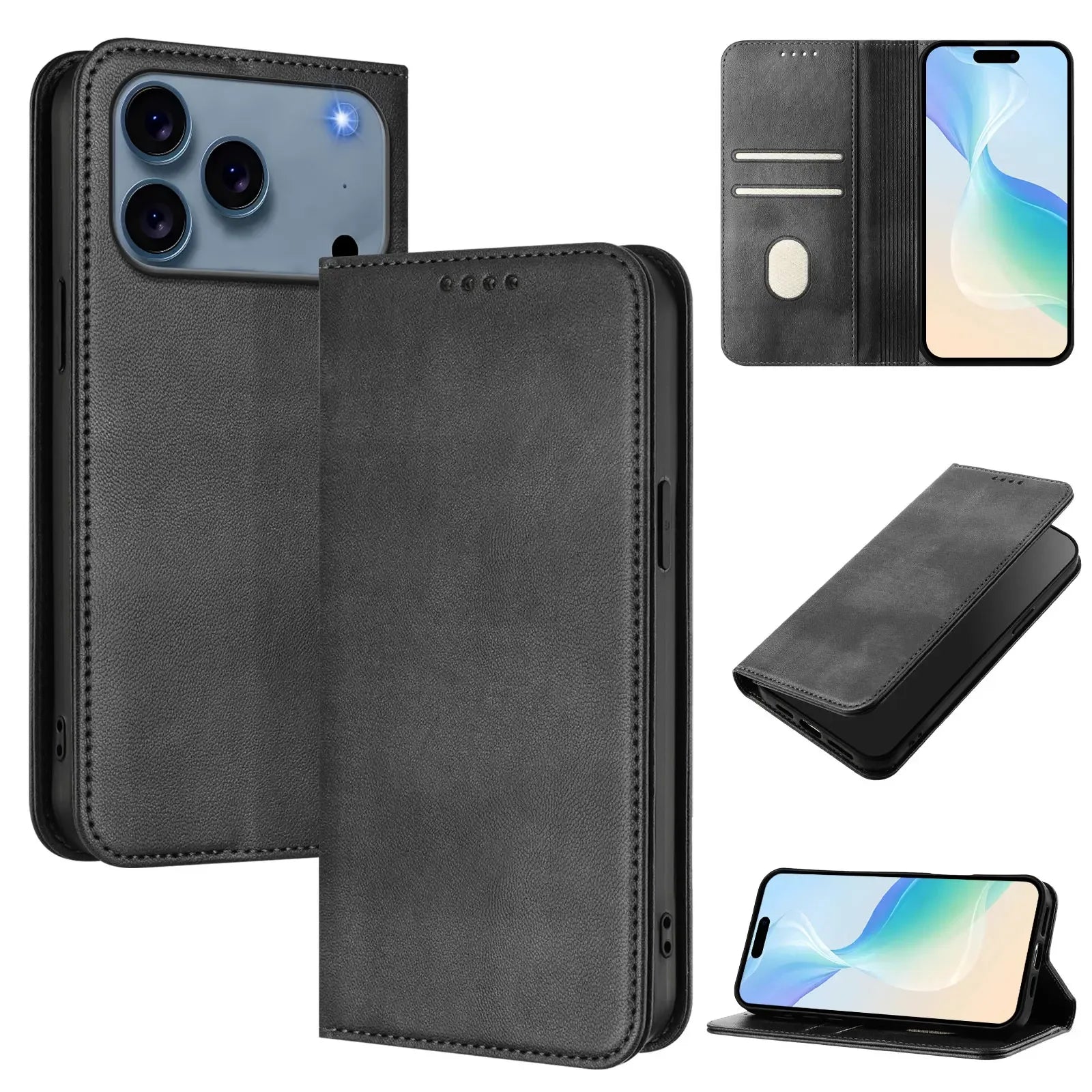 For iPhone 17 Pro Magnetic Wallet Flip Luxury Leather Case on For iPhone 17 16 15 14 13 12 11 Pro Max Plus 17 Air 16E Back Cover