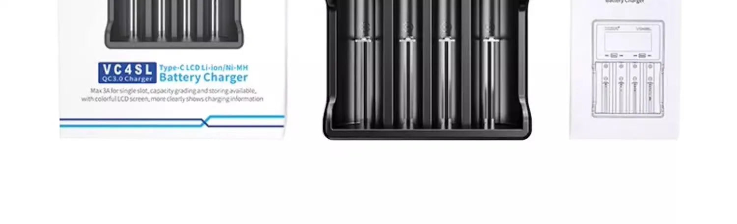 Original NEW XTAR VC4SL Battery Charger Type-C QC3.0 Fast Charge LCD Screen Display Ni-MH Li-ion 18650 AA/AAA Batteries Charger