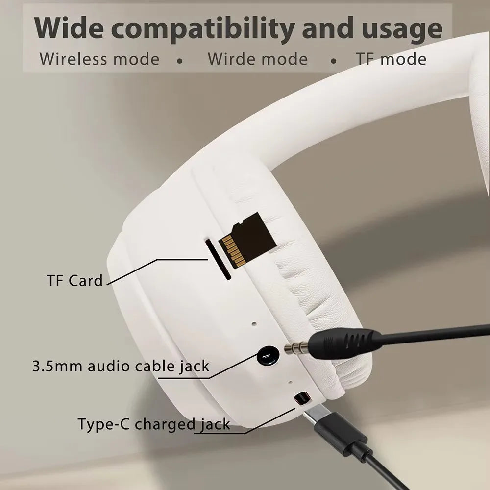 BT5.3 Wireless Headphones with LED Display: Long Battery Life & Multi - Mode Compatibility
