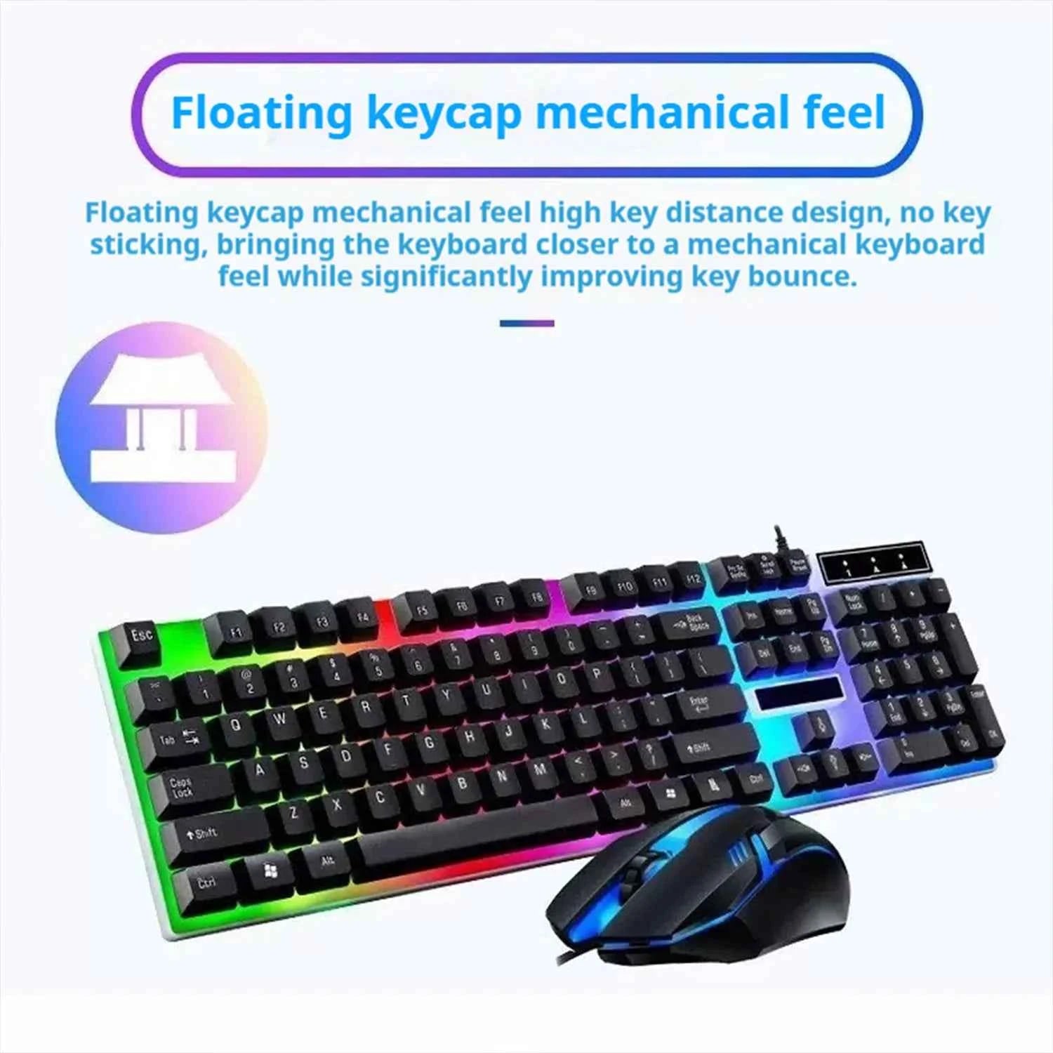 Stylish Backlight Wired Keyboard with Mouse Responsive Game Keys Long Lasting Comfort For Workspaces Efficient Gaming Office