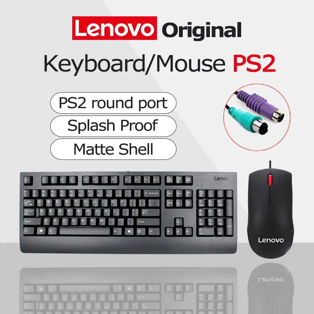 Lenovo keyboard Mouse PS/2 Round Port Interface Wired Combo Red Dot Waterproof