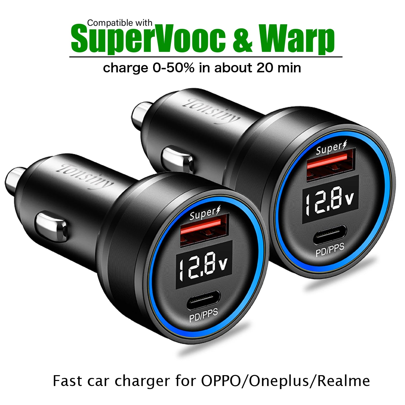 For Oneplus car charger 80W,SuperVooc car charger for OPPO,for realme car adapter superdart,for oneplus 12 10T auto charger warp