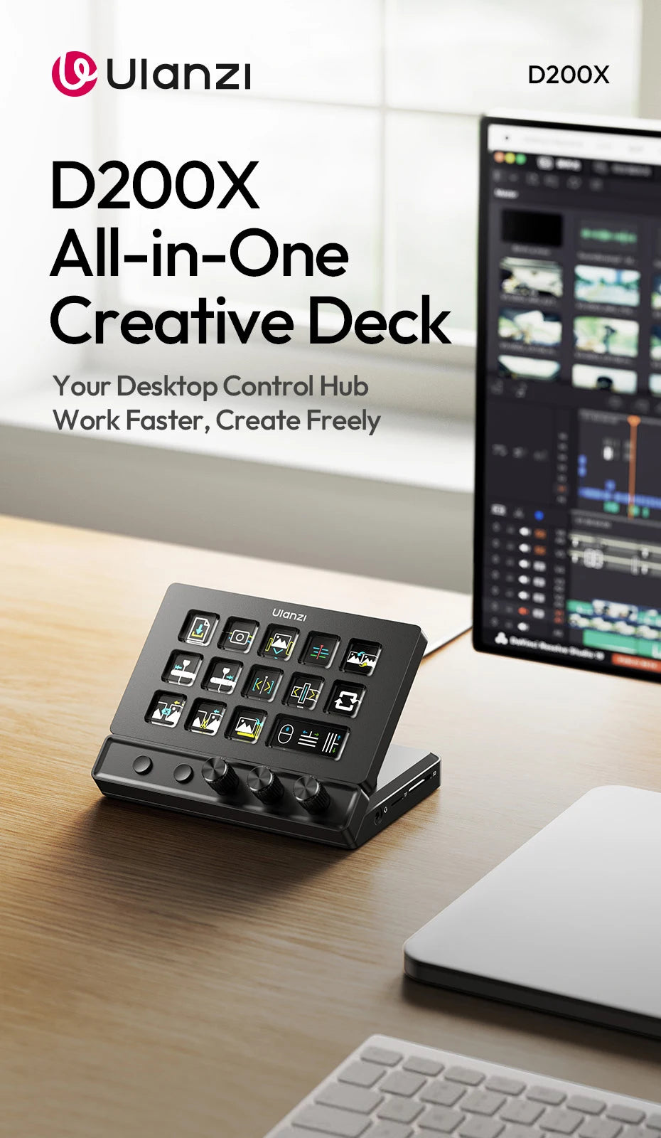 Ulanzi D200X All-in-One Creative Deck Desktop Control Hub for Video Photo Editing Smart Lighting Livestream Console Ecosystem