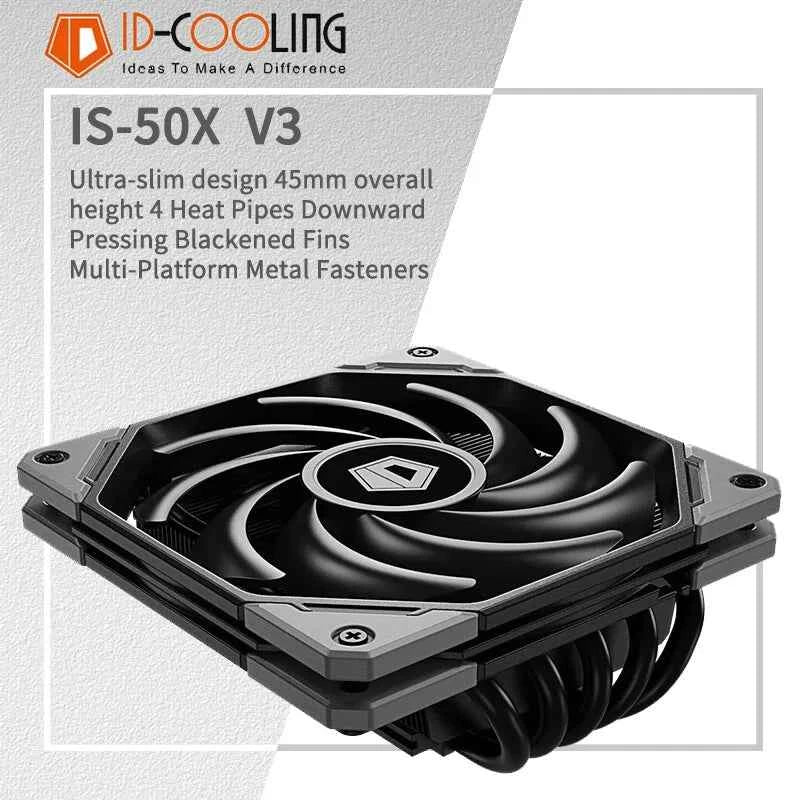 ID-COOLING IS-50X ITX Air-cooling CPU Cooler, 5 Heat Pipes 4Pin PWM Fan for Intel LGA 1700 1200 AM4 AM5 Processor Cooler