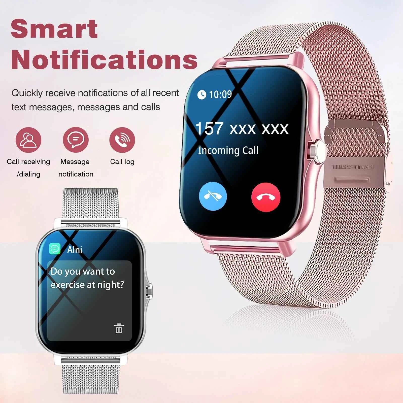 Smartwatch, phone answering/calling, multi-sport mode, message reminder view, suitable for men/women