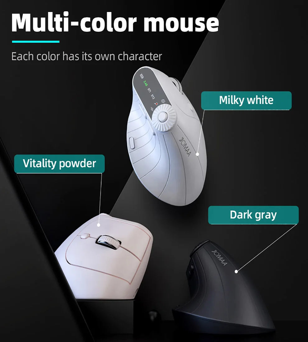 Wireless Vertical Mouse Rechargeable Optical Mice With Function Adjustment Knob Ergonomic Mouse for Multi-Purpose