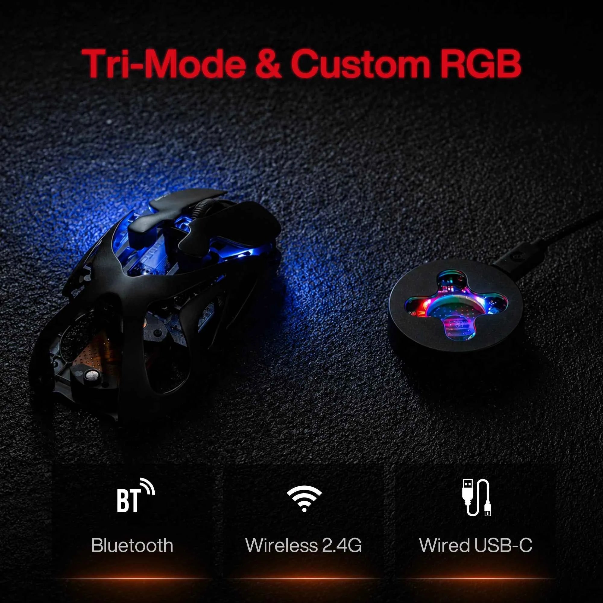 Angry Miao Infinity Gaming Wireless Mouse Metal Ultralight Hollow Hot-Swappable PAW3950 Dual 8K Wired Tri-Mode