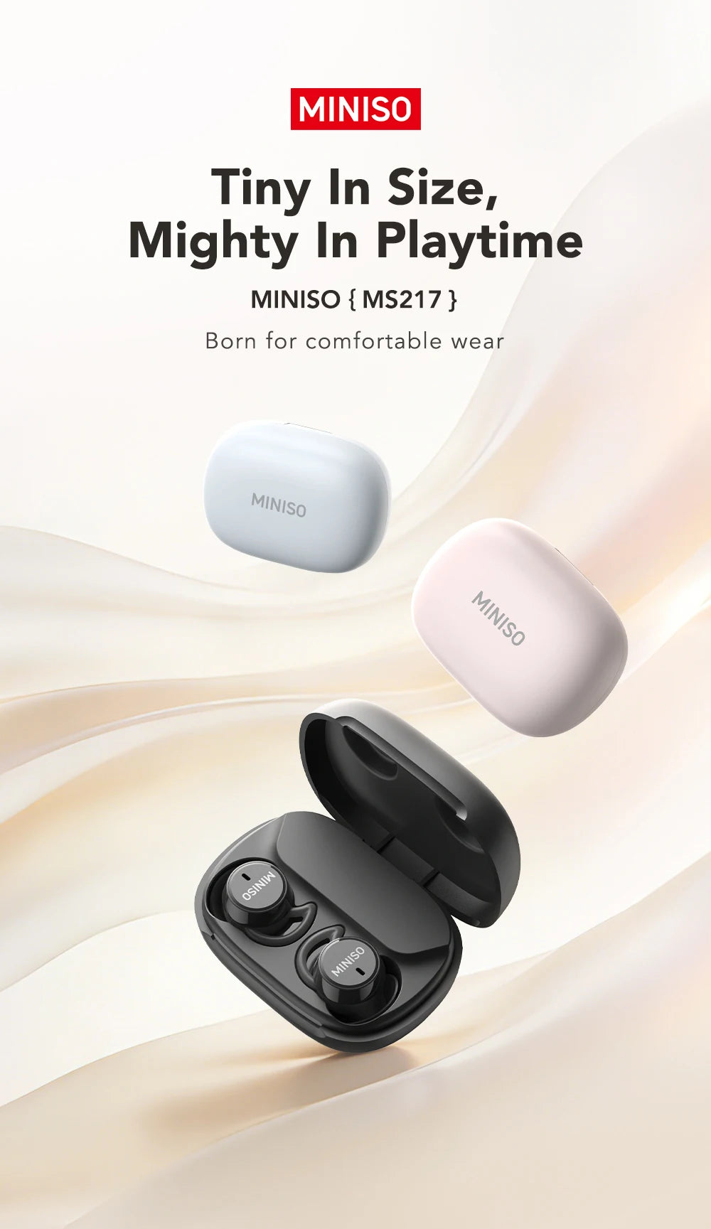 Noise Reduction Wireless Bluetooth Earphones MINISO MS217  Earbuds 50Hrs Playback Comfortable AI Translation for 150+ Languages