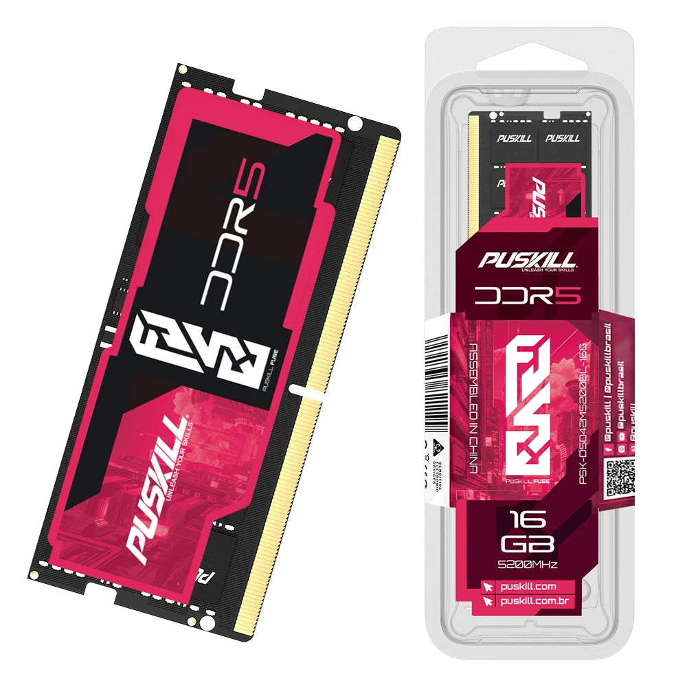 PUSKILL Ram DDR5 Notebook 32GB 16GB 8GB 5600MHz 5200MHz 4800MHz 262-PIN 1.1V PC5 SODIMM Laptop Memory - WinSupport Tech