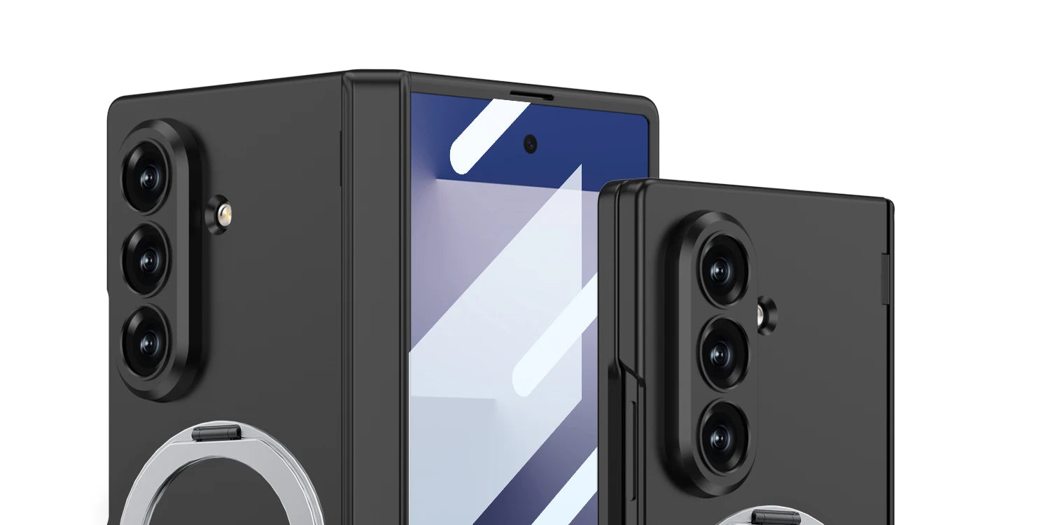Magsafe Rotating Bracket Case For Samsung Galaxy Z Fold 7 Skin-feel Matte With Glass Film ZFold7 Magnetic Hinge Protective Cover