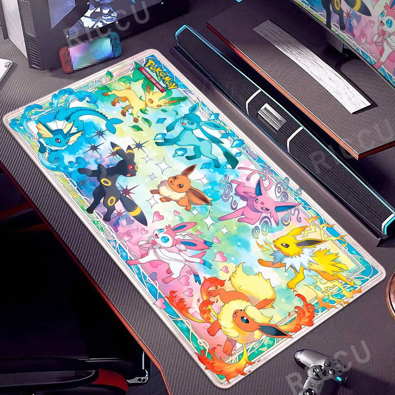 Large Mouse Pad Anime Gaming Speed Mousemat Eevee Desk Mat Gamer Keyboard Mousepad Office Accessories P-pokemon Kawaii Deskmat