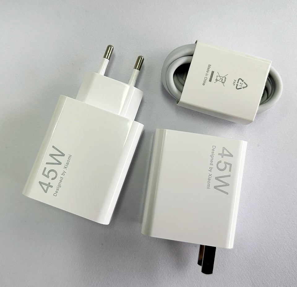 Original XIAOMI Charger 45W 33W Fast Turbo Charge Cable Usb C Travel Adapter Mi 11 10t Pro 10 11s Poco M7 X7 X5 X3 Redmi Note 15