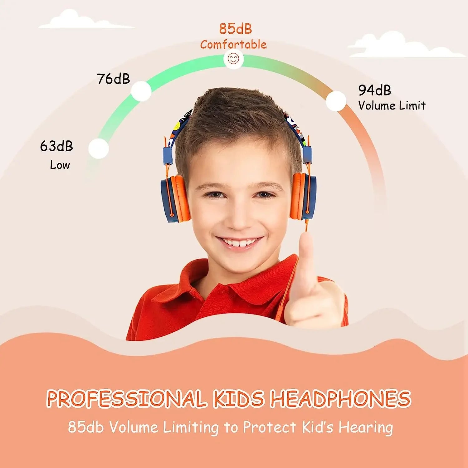 OKCSC B2 Cartoon Headphones Foldable Adjustable Children Headphone Stereo Wired Headset  with Mic for Cellphones/Tablet/School