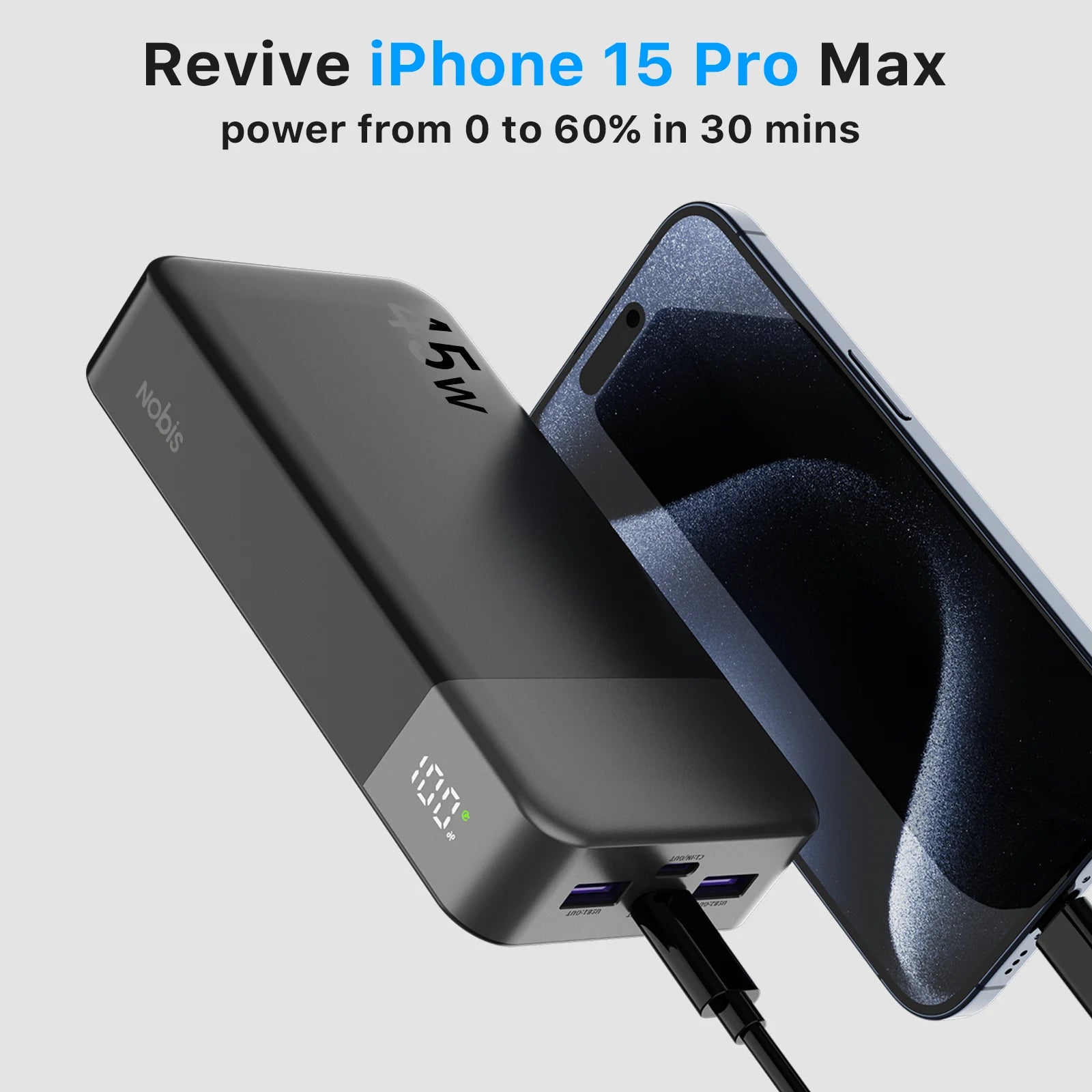 45W 20000mAh Portable Charger, Power Bank Fast Charging, Battery Pack with C to C Cable, Battery Bank with Digital Display for Phone Android Laptop