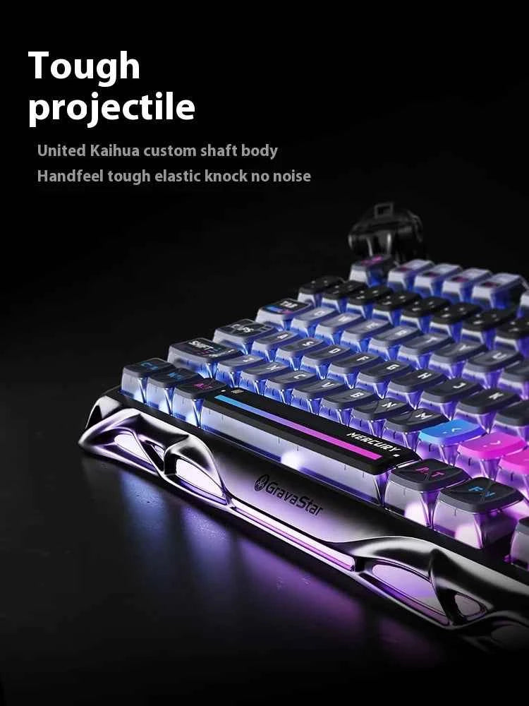 Gravastar K1 Bluetooth Wireless Mechanical Keyboard Aluminium Alloy Tri-Mode RGB E-sports Gaming Keyboard Custom PC Accessories