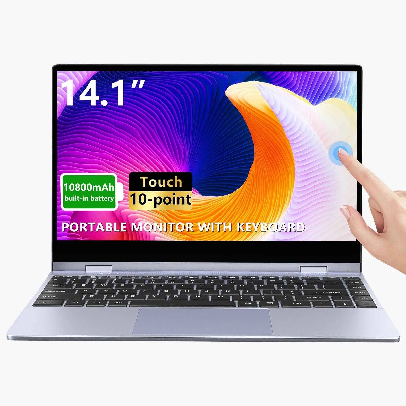 Dopesplay 14.1Inch Portable Monitor Lapdock Built-in 50000mAh Battery 10-Points Touchscreen 1080P HDR IPS Second Screen extender