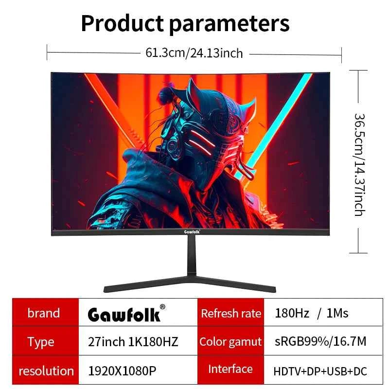 27 inch Curved Gaming Monitor,144Hz/180Hz PC Monitor Full HD 1080P, Frameless 1800R Computer Display with FreeSync DP, HDMI Port