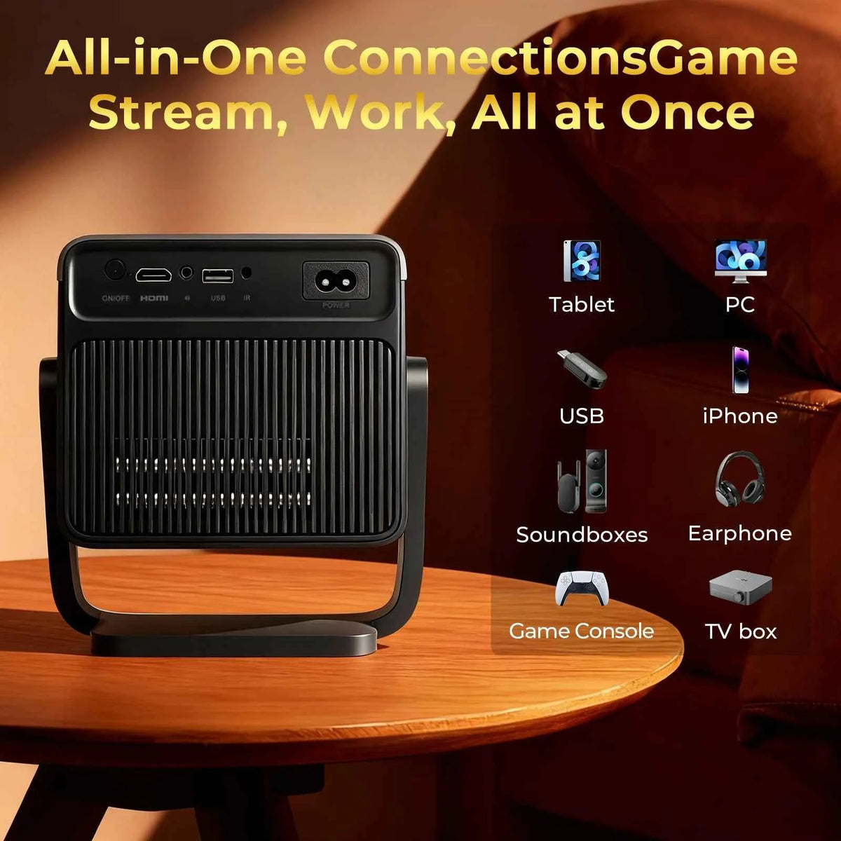 8K Decoding X7 AI Smart Projector with Android 14, UHD 1080P 1000 ANSI Built-in Apps, Auto Focus&Keystone, Home Outdoor Beamer