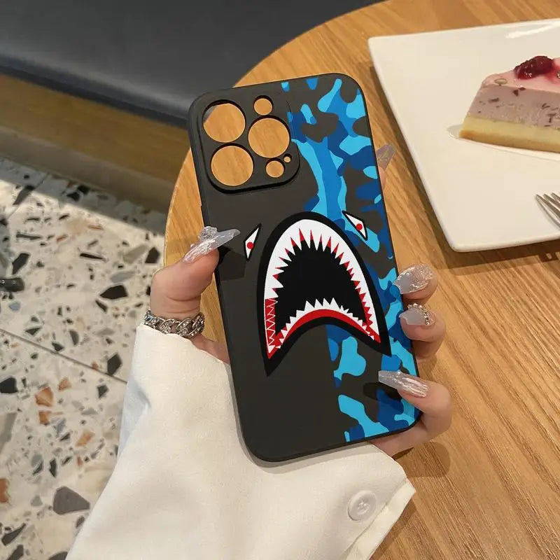 for IPhone 16 Pro Max 15 Pro 14Plus 13 12 11 Case Shark Pattern Phone Case Drop Protection TPU Phone Cases
