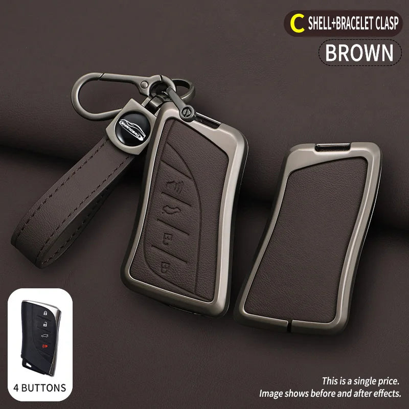 Car Zinc Alloy Leather Key Case Cover Chain For Lexus NX ES UX US RC LX IS 250h RX 350h LS 450h 260h 300h UX200 LM350H LM500H