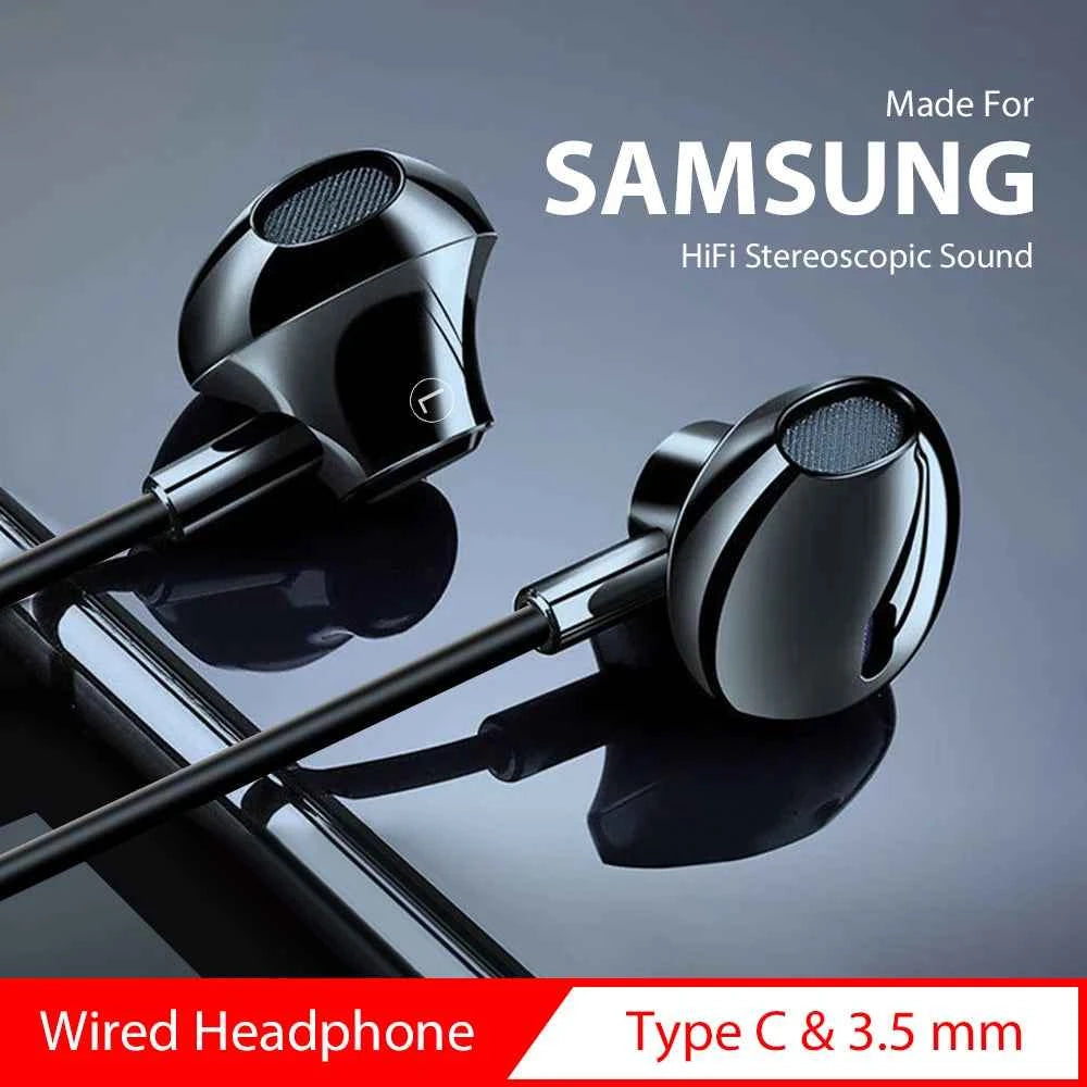 Type C 3.5mm Jack Earphones HiFi Stereoscopic Sound With Mic Wired Headphones Line Control Earbuds For Samsung iPhone 16 Headset