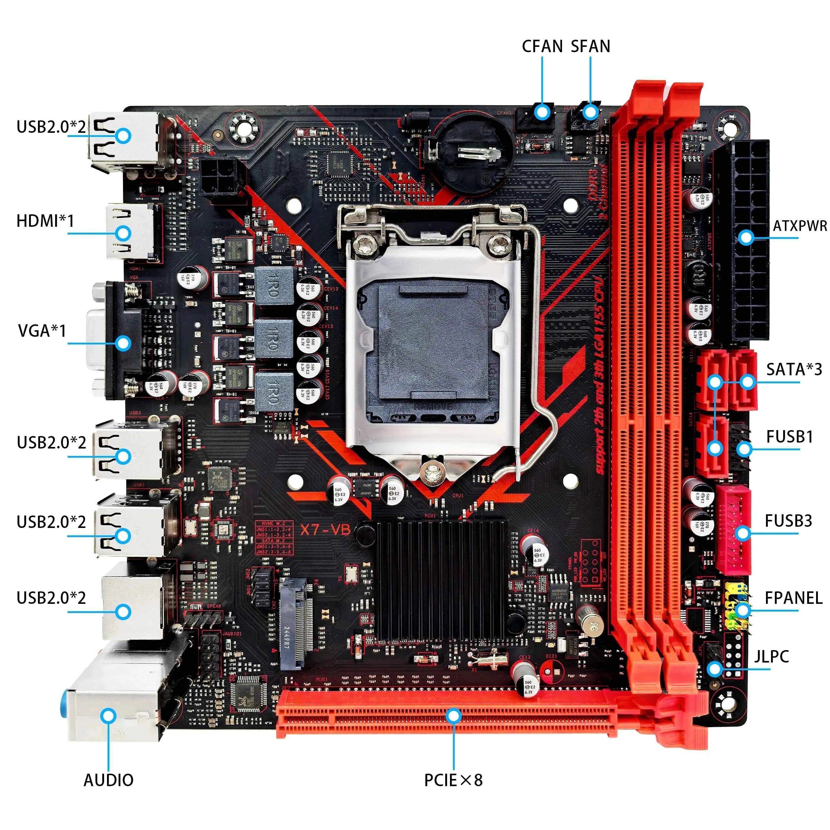 ZSUS H61 Motherboard LGA 1155 Desktop Motherboards Support DDR3 RAM With NVME M.2 Interface USB2.0 SATA2.0