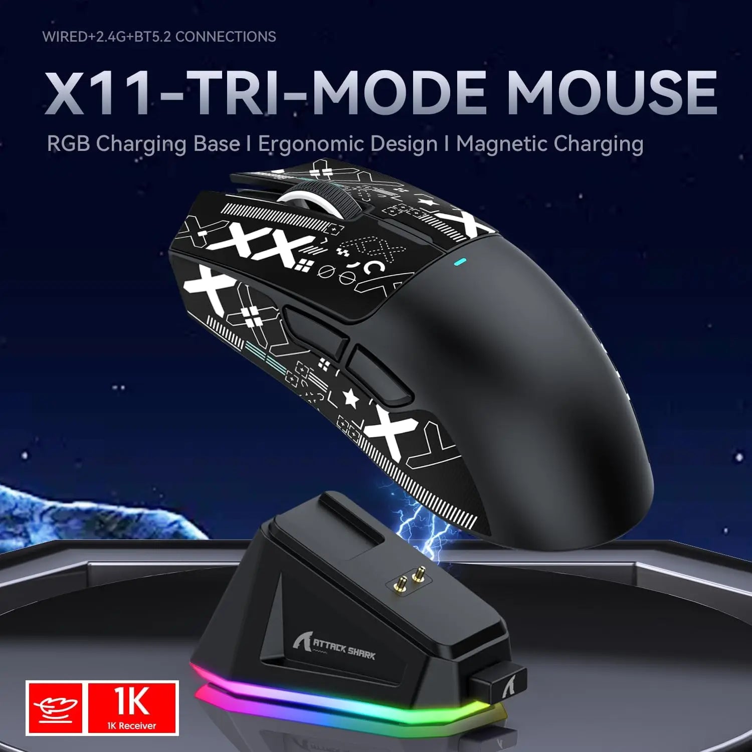 MAMBASNAKE x ATTACK SHARK X11&X60HE Mechanical Wireless Gaming Combo,Rapid Trigger Magnetic Switches 8K Keyboard