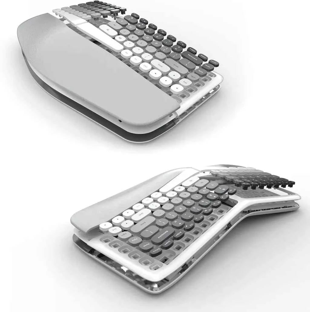 Jomaa Ergonomic Split keyboard and Mouse Creamy Wireless Keyboard Silent Mice Set with Wrist Rest for Laptop, PC, Windows