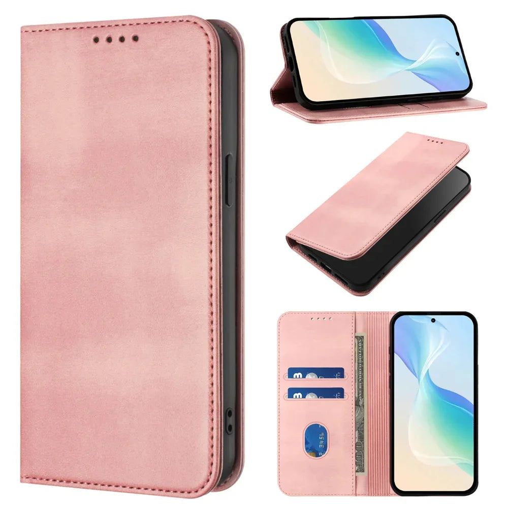 For iPhone 17 Pro Magnetic Wallet Flip Luxury Leather Case on For iPhone 17 16 15 14 13 12 11 Pro Max Plus 17 Air 16E Back Cover