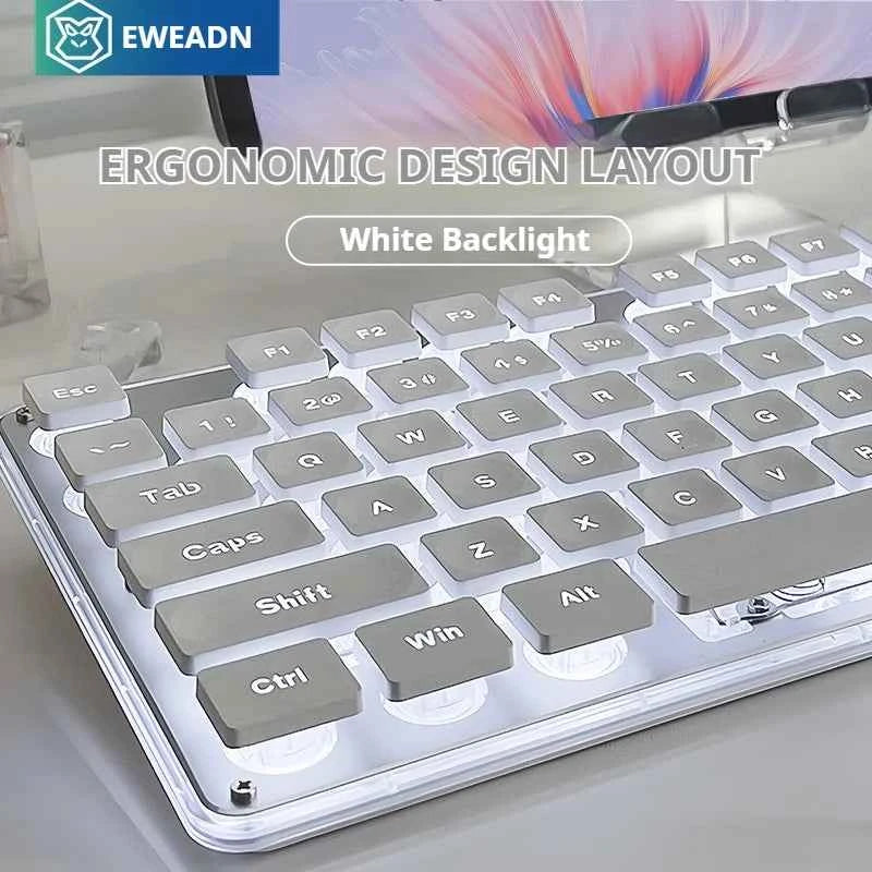 EWEADN V3 wireless Silent Office keyboard and mouse set,104 Keys Full Size with Pudding Keycaps, for Games and Office, Laptop/PC