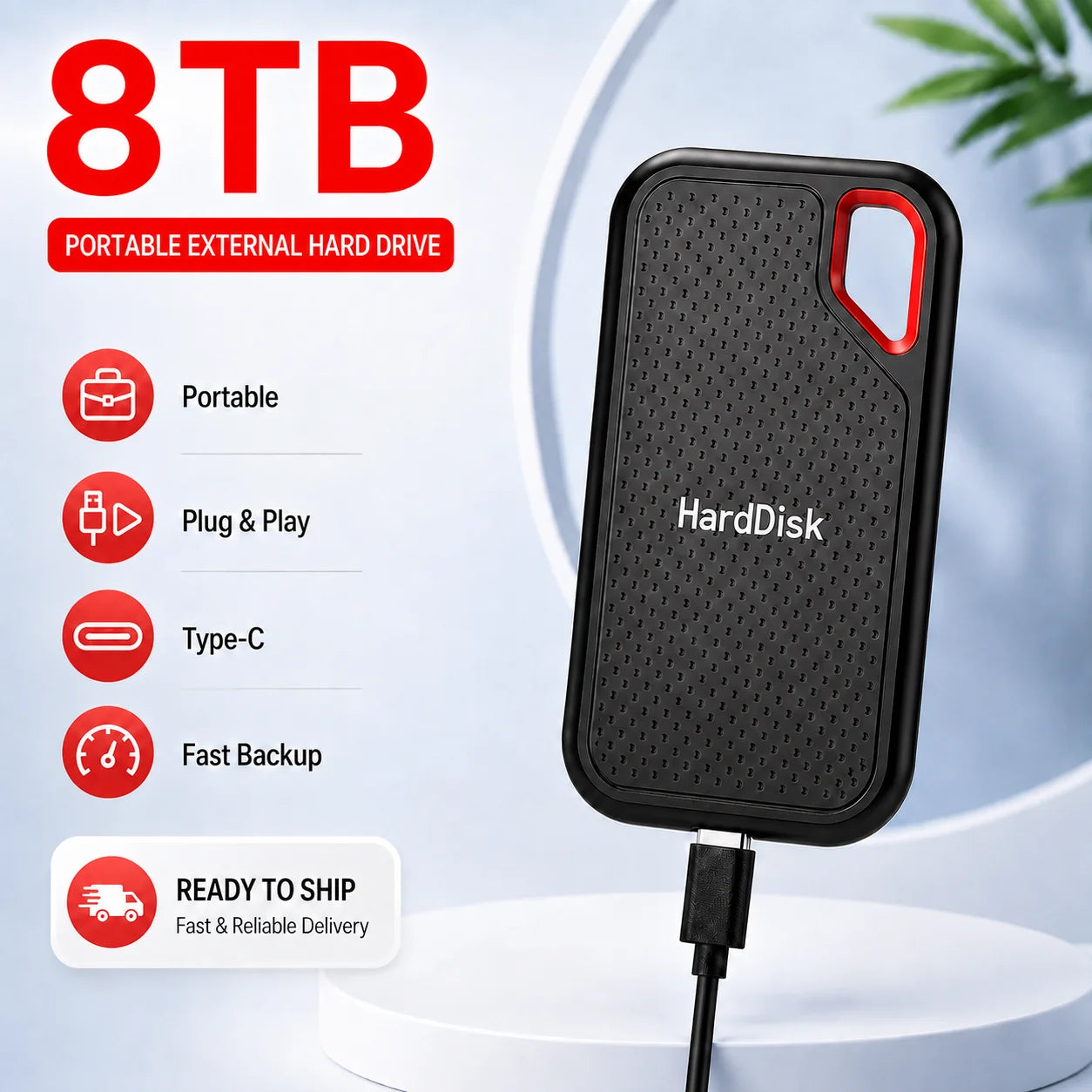 External Portable SSD 1TB Solid State Hard Drive 2TB Reliable Data Storage Disk for  PC/Mac/Phone