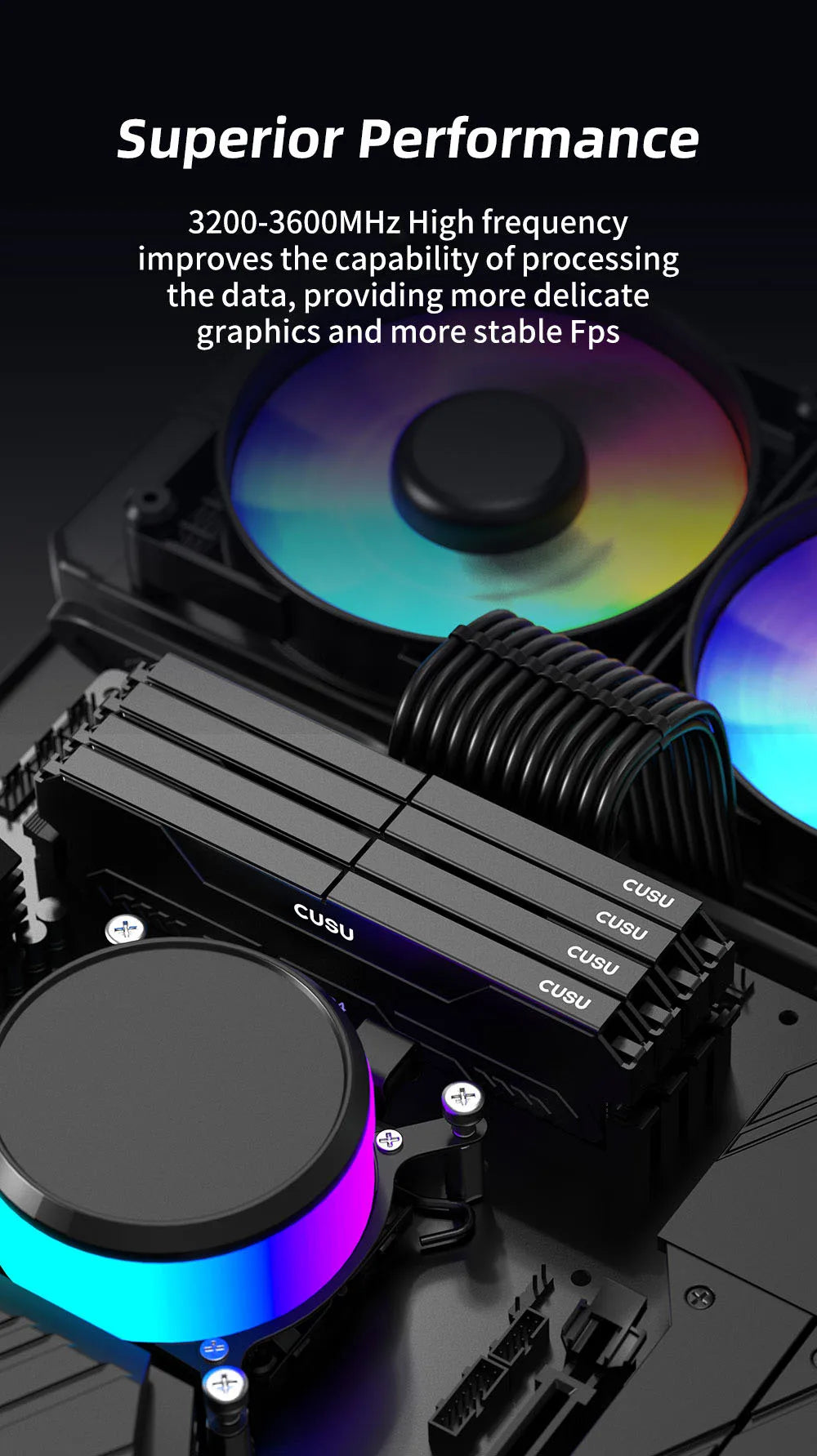 CUSU RAM DDR4 8GB 16GB Memory 3200MHz 3600MHz DDR5 5600MHz 6400MHz Desktop Ram 288pin Udimm for Intel AMD Motherboard