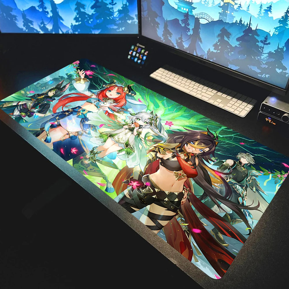 Anime Mousepad Genshin Impact Mouse Pads Gamer Mat Xxl Pc Accessories Desk Protector Keyboard Pads Computer Desks Gaming Mats