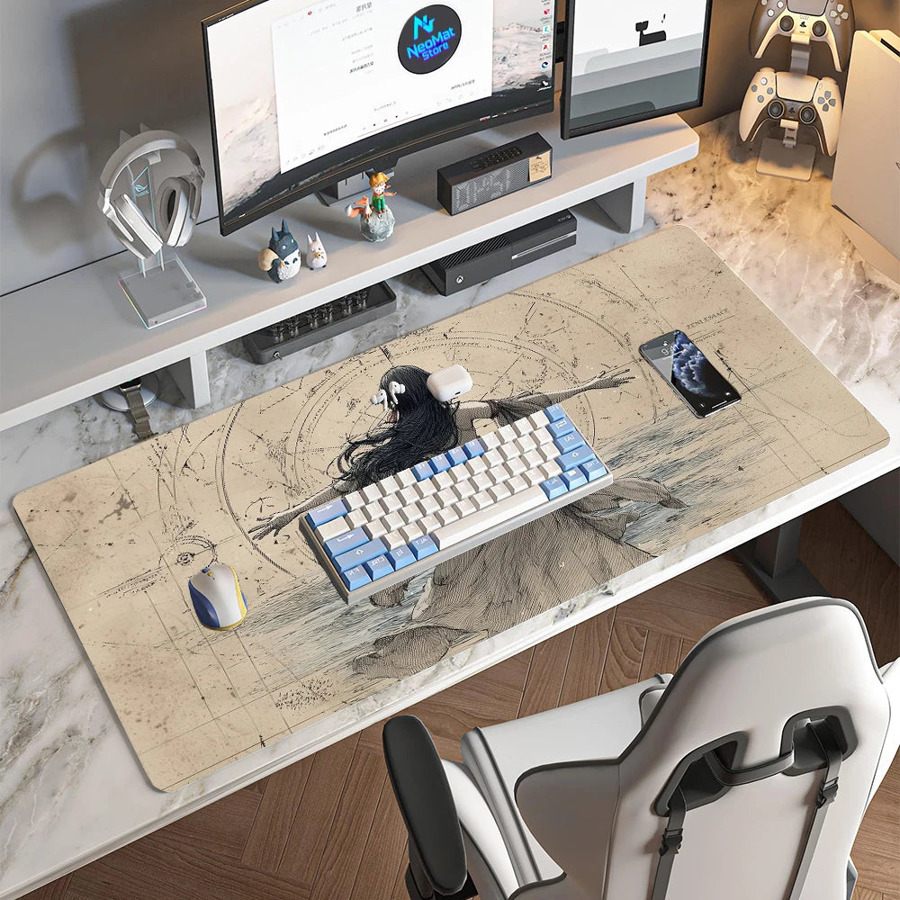Schematic Mouse Pad Ink Sketch XL Laptop Large Gaming Desk Mat 900x400 Vintage Line Art Mousepad Desktop Accessories Mousepads