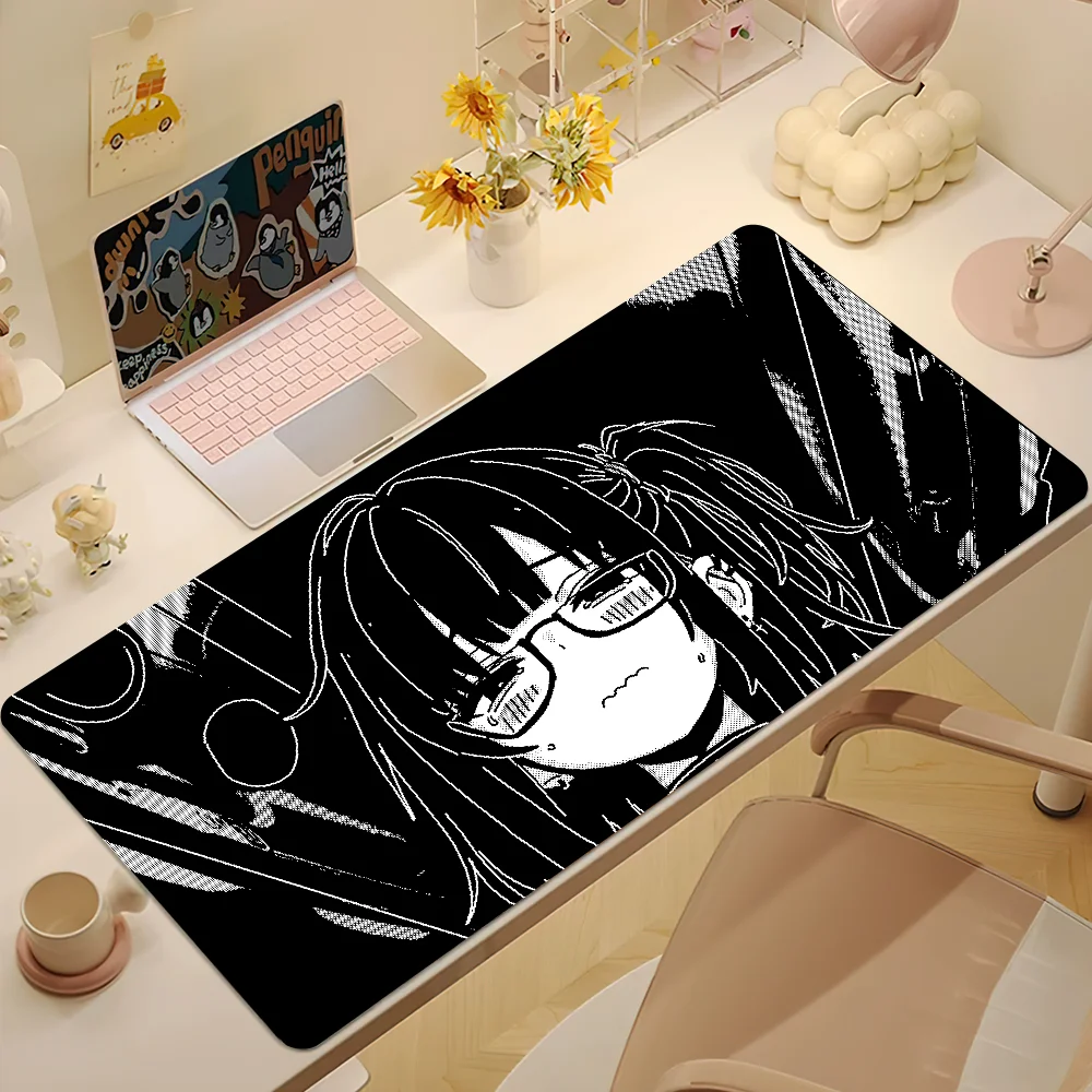 Y2K Anime Pixel Girl black white Mouse Pad Non-slip Thickened MousePad Student Cushion Large Writing Gaming Lockedge Office