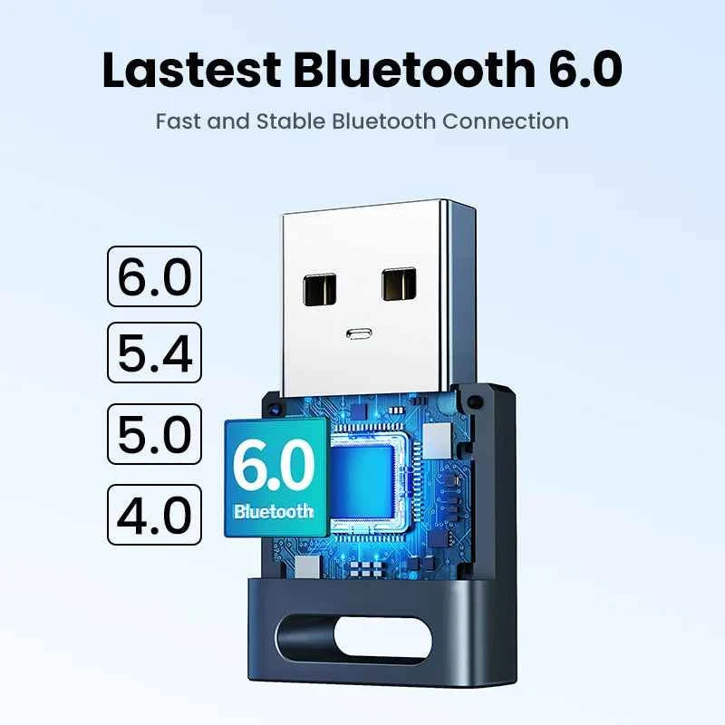 USB Bluetooth Adapter, Bluetooth 6.0 Dongle for PC Windows 11/10/8.1, Bluetooth Receiver & Transmitter for Keyboard/Mouse