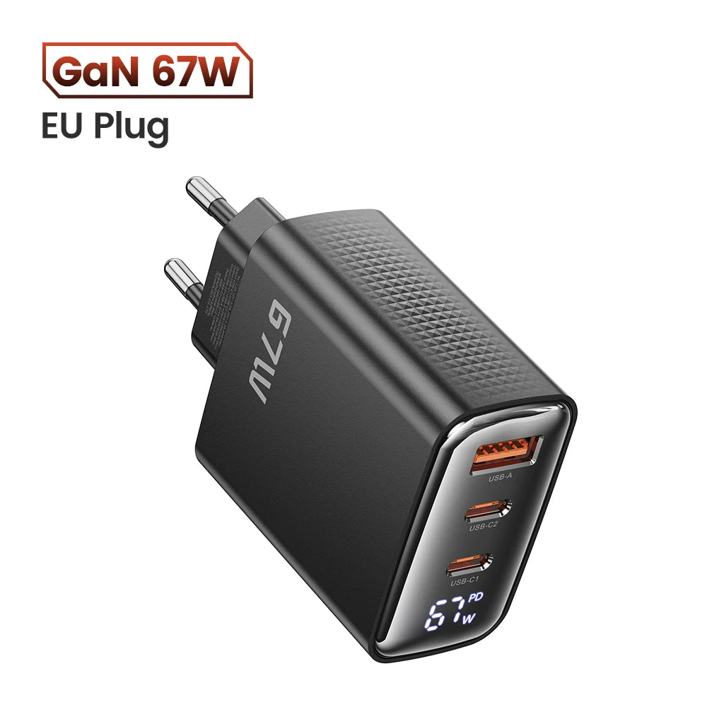 Toocki 67W GaN USB Type C Charger Digital Display 65W 45W PPS PD QC4.0 Quick Charge For Macbook Laptop IPAD Tablet iPhone 15 14