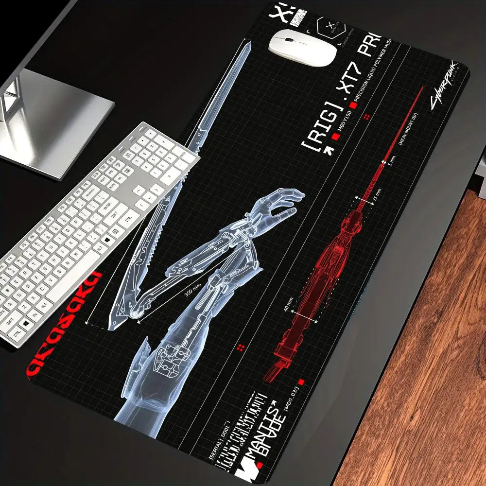 HYBXAXC C-Cyberpunk Blueprint Gaming Mouse Pad Cute HD Desk Pad Extended Gaming Keyboard Mats Large XXL Gamer