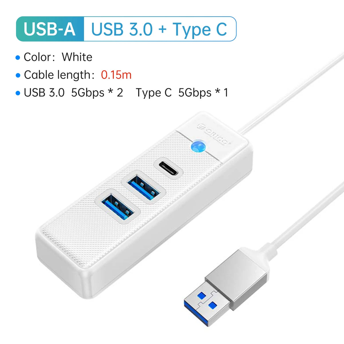 ORICO-Multi Type C Splitter 4 Ports USB 3.0 HUB 5Gbps High Speed OTG Adapter for PC Computer Accessories Macbook Pro
