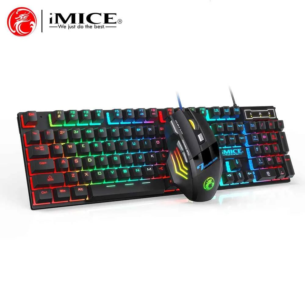 RGB Backlit Wired Ergonomics Design Keyboard Set,Waterproof Luminous Gaming Keyboard And Mouse Combo,PC Accessories For Gaming