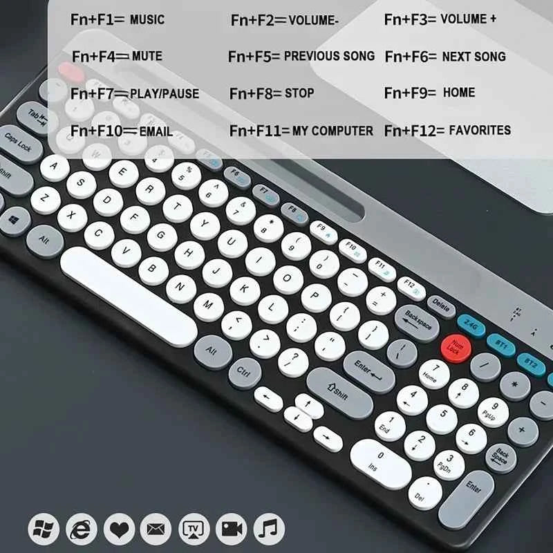 2.4G Wireless Keyboard Mouse Combo Portable Bluetooth Colorful Keyboard Rechargeable Silent for Tablet Laptop Desktop Computer