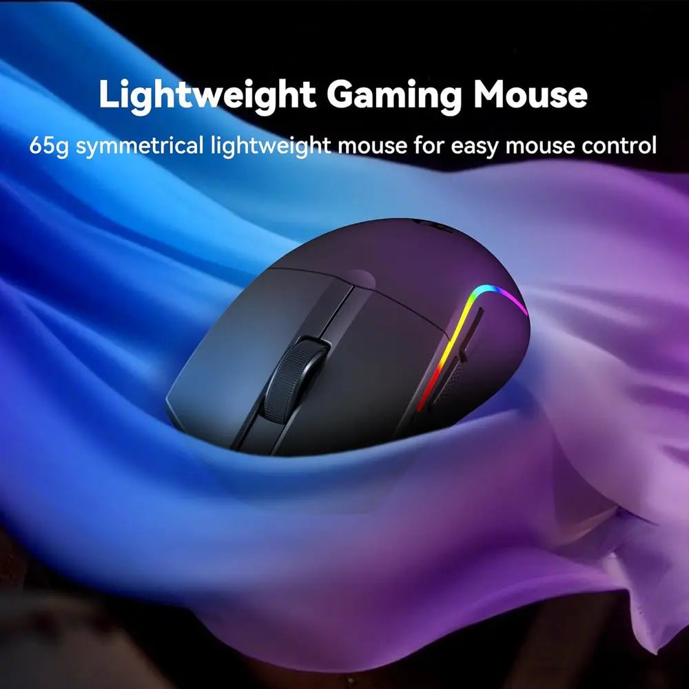 Wireless RGB Gaming Keyboard and Mouse Combo, 3 Modes, 10,000 DPI Mouse, 65g Lightweight, 25-Key Anti-Ghosting for PC