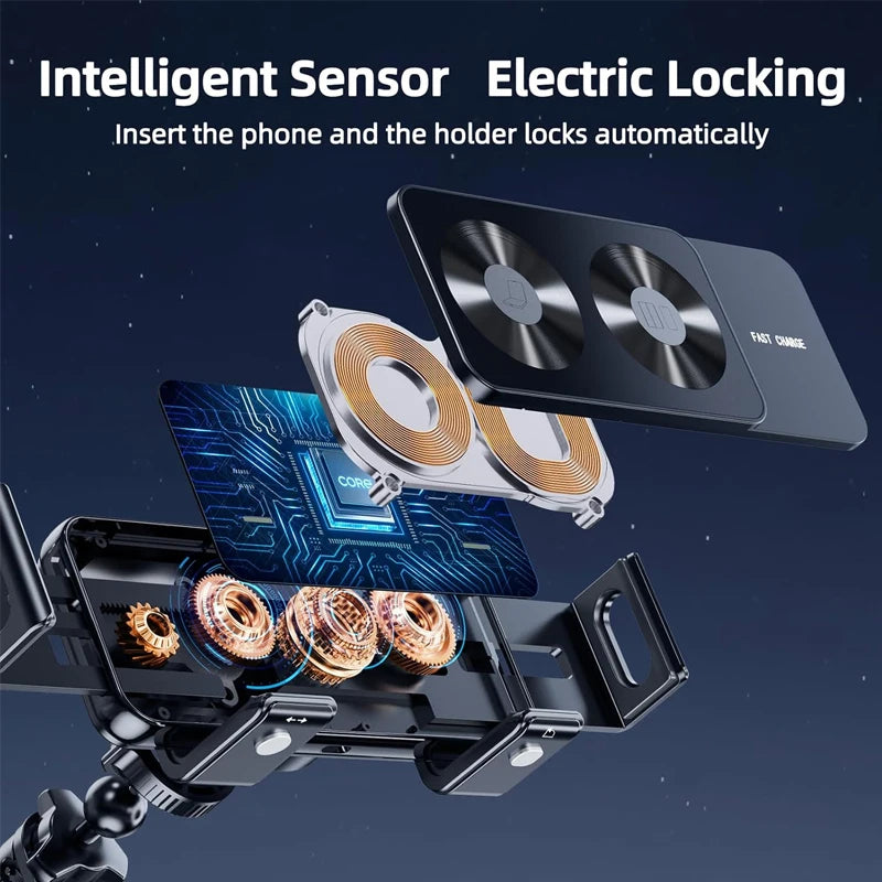 Dual Coil Fold Screen Car Wireless Charger For Samsung Galaxy Z Fold 7 6 5 4 S24 Flip iPhone 17 Pro Max Phone Holder Stand Mount