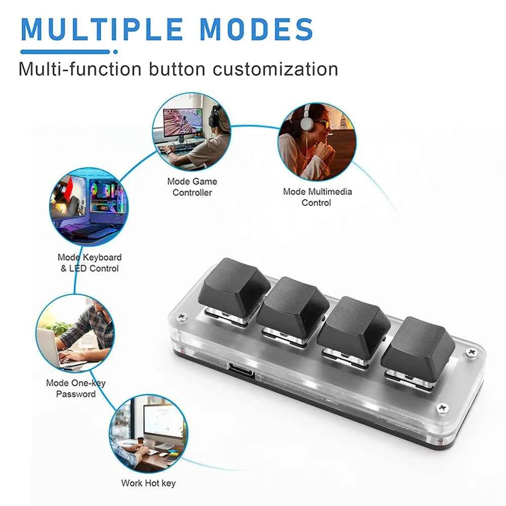 Programmable DIY Mechanical Keyboard Bluetooth/USB Wired RGB Custom Mini 3 Key 1 Knob Knob Macro Hotswap Keypa for Laptop