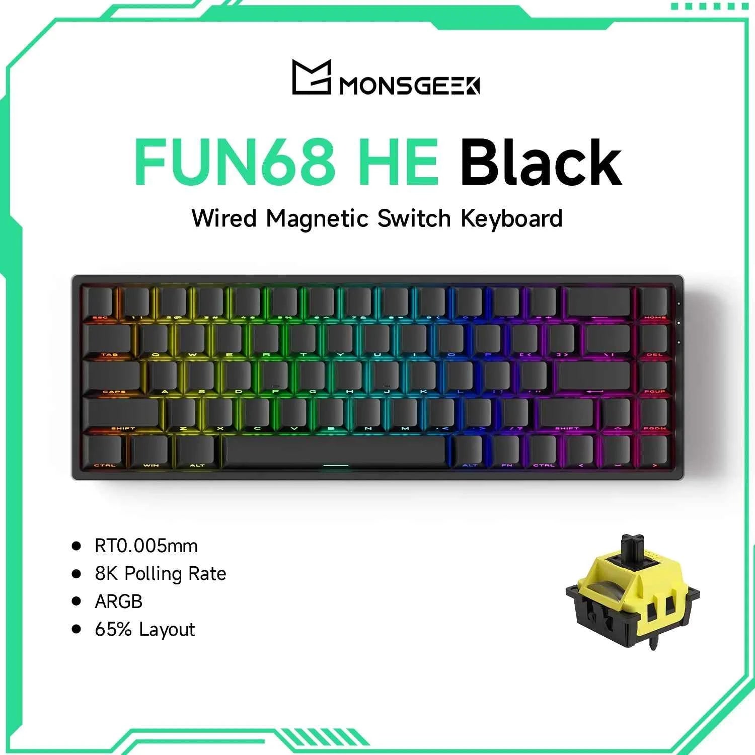 Akko MonsGeek FUN68 FUN60 PRO&MAX HE Magnetic Keyboard 60% 65% Gaming Keyboards Rapid Trigger 8K Custom Keyboard Gaming Esports