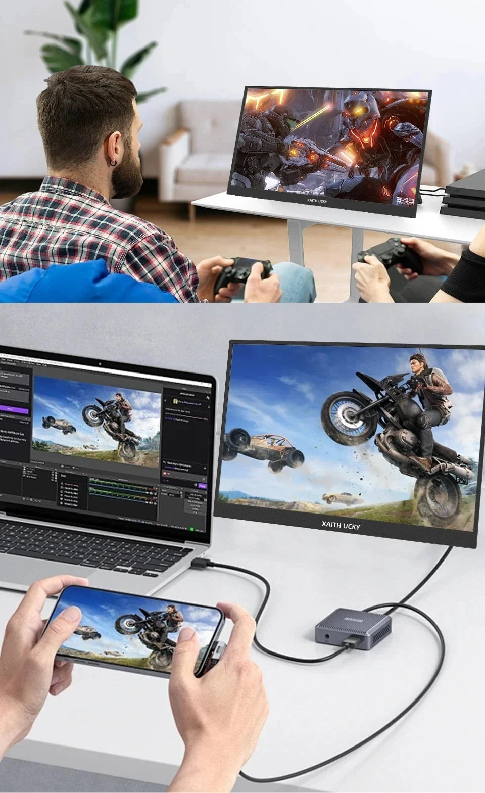 16-Inch Portable Touch Monitor, 1200P HDR 16:10, Non-Touch Optional, External Second Screen for Xbox, PS4/5, Switch, Phone, PC,