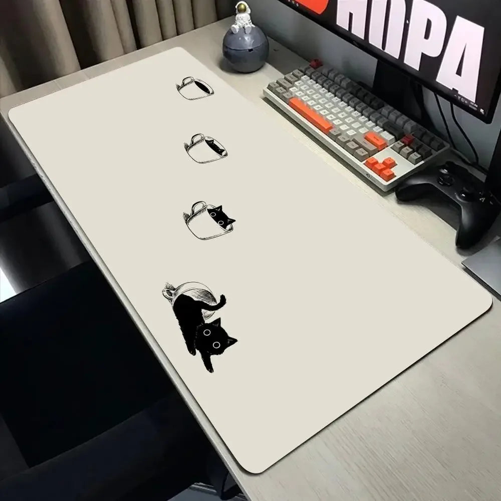 Funny black cat Mouse Pads Cute Cat Computer XXL Mausepad Company Desk Pad Large Kawaii Cushion Office Accessories Rug 300X600