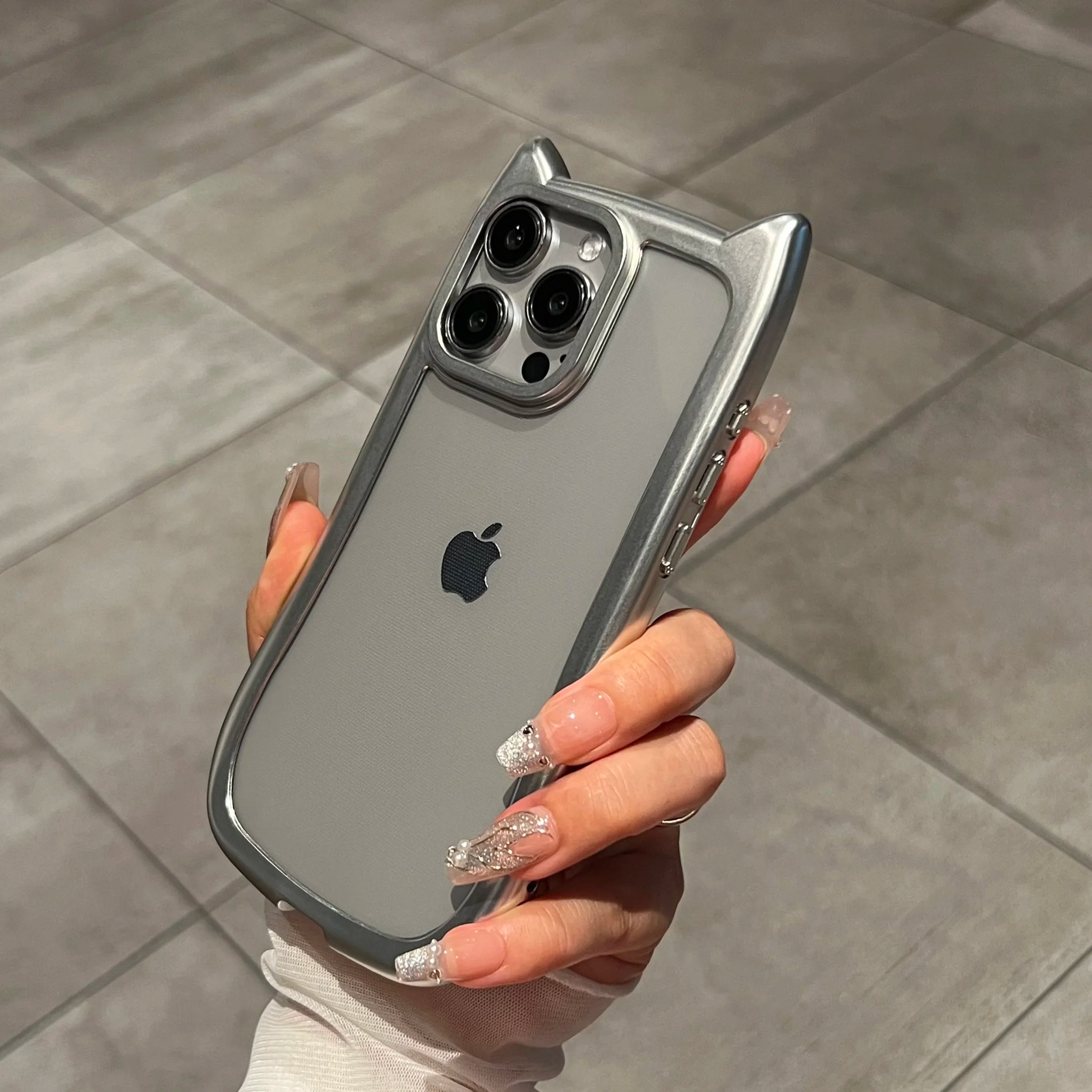 Luxury Plating Soft Silicone Cute Cat Ears Armor Bumper Case For iPhone 17 Air 16 15 14 13 12 11 Pro Max Plus Shockproof Cover