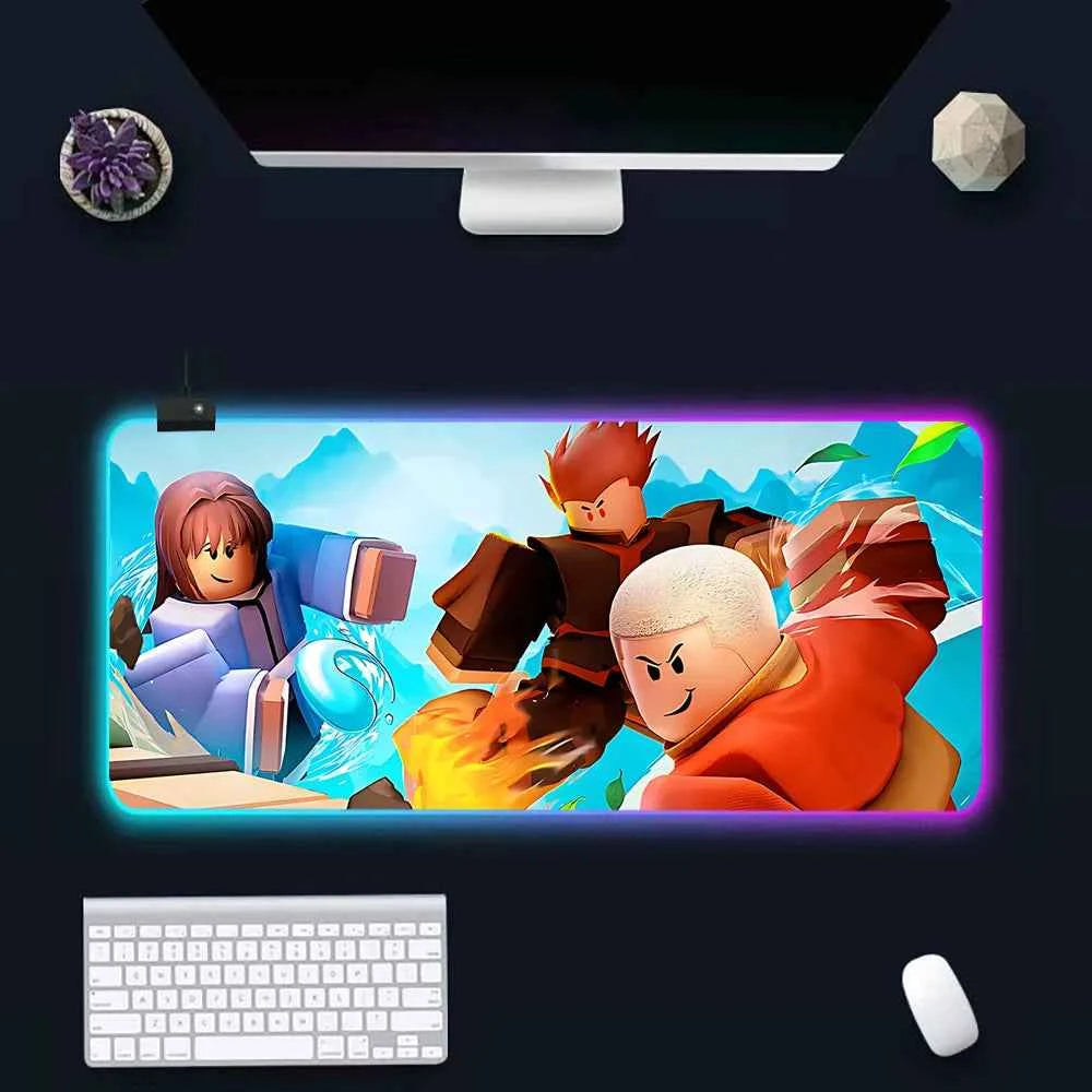 Hot game R-robloxs Cartoon RGB Pc Gamer Keyboard Mouse Pad Mousepad LED Glowing Mouse Mats Rubber Gaming Computer Mausepad