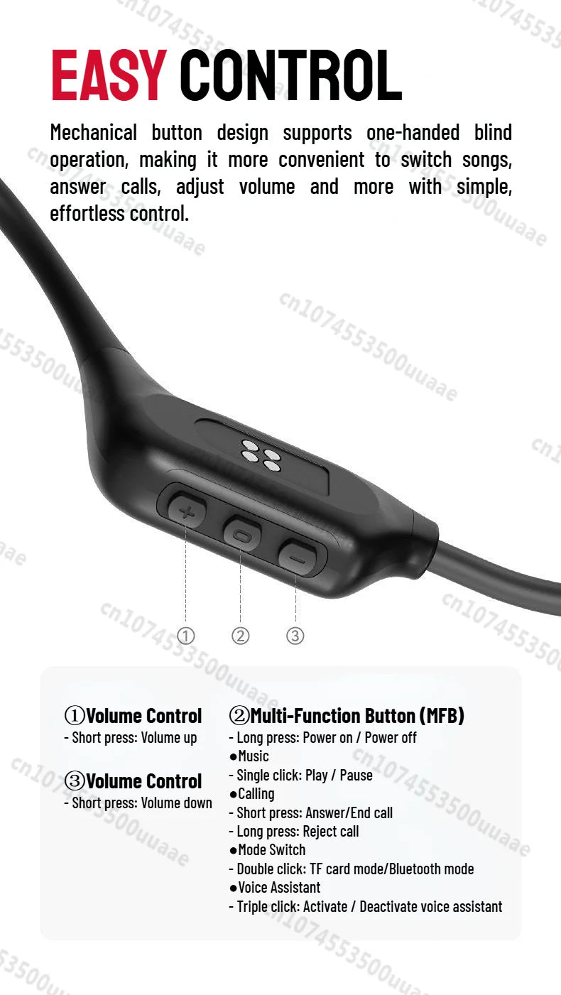 Monster BC300 Bone Conduction Bluetooth 6.0 Headphone IPX8 Waterproof Wireless Swimming Earphones Built-in 32GB Sport Earhook